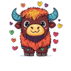 Bunter Yak mit Herzen