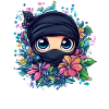 Ninja with flower wreath