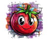 Tomate vor Graffitiwand