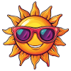 smiling sun, sunglasses, smiling