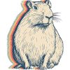 Capybara Capibara Rétro Line Art
