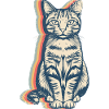 Cat Pet Retro Line Art