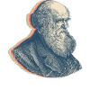 Charles Darwin Evolutionstheorie Retro-Linienkunst
