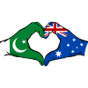 Pakistan Australia Flag Hands Heart