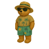 Teddy in a beach outfit