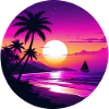 Tropical Retro Sunset Sailing Vacation