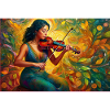 Artistic violinist in nature