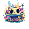Cute UFO with flowers