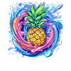 Pineapple with paint splash