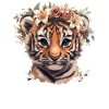 Tiger with flower wreath