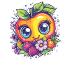 Cheerful peach with berries