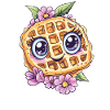 Smiling waffle with flowers
