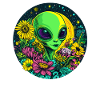 Alien with flower meadow