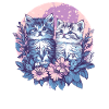 Two kittens with flowers