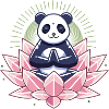 Meditating panda on lotus flower
