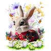 Osterhase im Blumenfeld