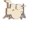 Drum Drummer Retro Line Art