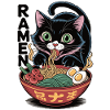 Ramen cat with big eyes