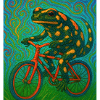 Feuersalamander fährt Fahrrad