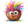 Coconut with rainbow hair