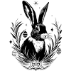 Ostara Bunny with Triple Moon and Pentagram