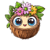 Coconut with flower crown