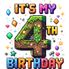 4th Birthday Kids Pixel
