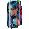 Cyber woman Urban city neon