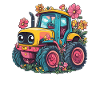 tracteur à fleurs joyeux