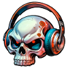 Skull with headphones