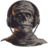 Mummy with headphones