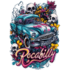 Rockabilly Hot Rod Skull
