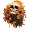 Autumnal skull with flowers