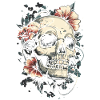 Schädel mit Blumen Tattoo-Stil