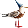 Seagulls illustration with dungarees