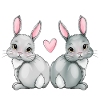 Mignons lapins avec un cœur