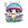 Magic mushroom with flowers