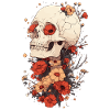 Skull with poppies and cracks