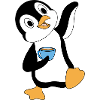 Pino mit Kaffeetasse