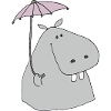 nilpferd mit schirm