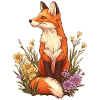 Fox with flowers and blossoms