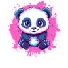 Cute panda on pink