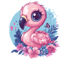 Flamingo mit Blumendeko