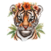 Tigerbaby mit Blumenkrone