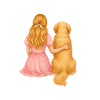 Blonde woman with golden retriever