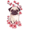 Mops mit Blüten