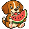 Cheerful Beagle Watermelon Summer Fruit