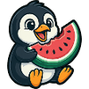 Pinguin mit Wassermelone Sommerfrucht