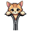 Curious cat behind a zipper