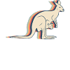 Kangaroo Australia Retro Line Art